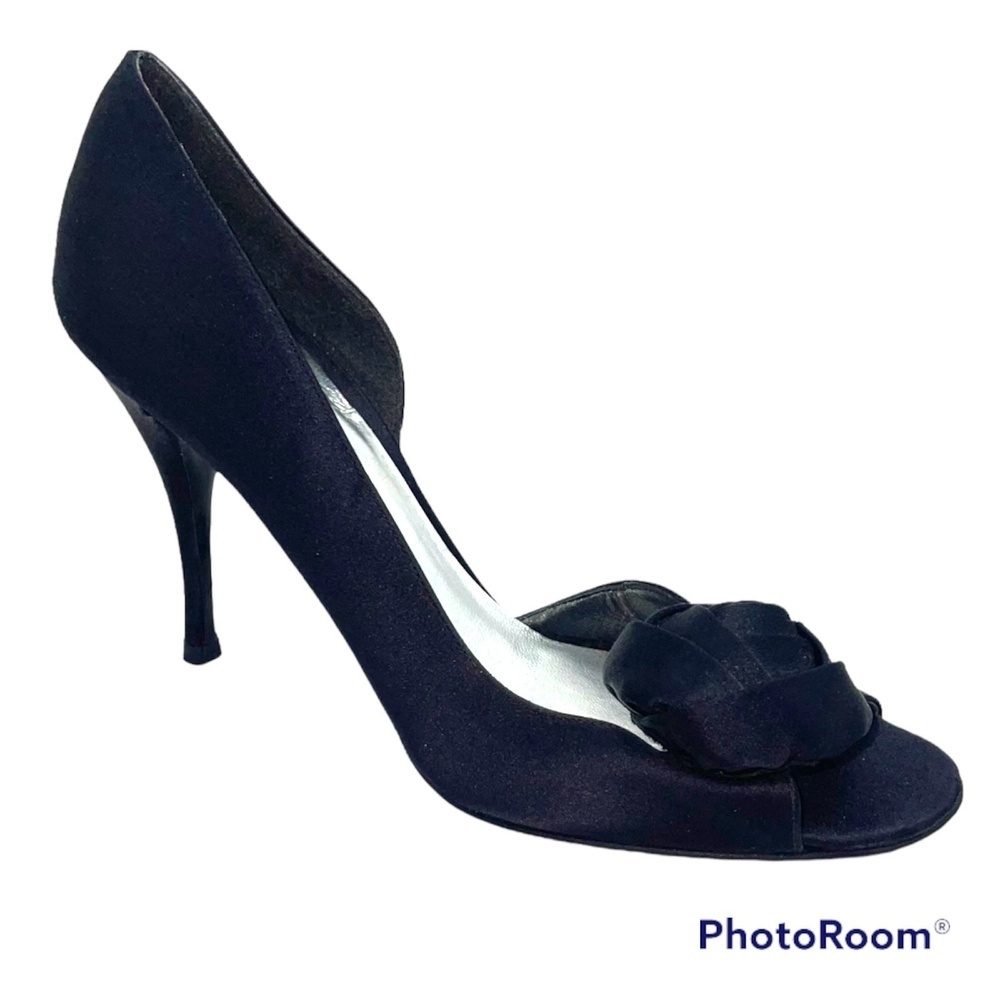 Stuart Weitzman Black Open Toe stiletto Heel sz 8.5